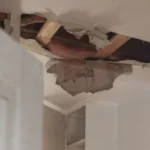 Damaged ceiling due to water leaking